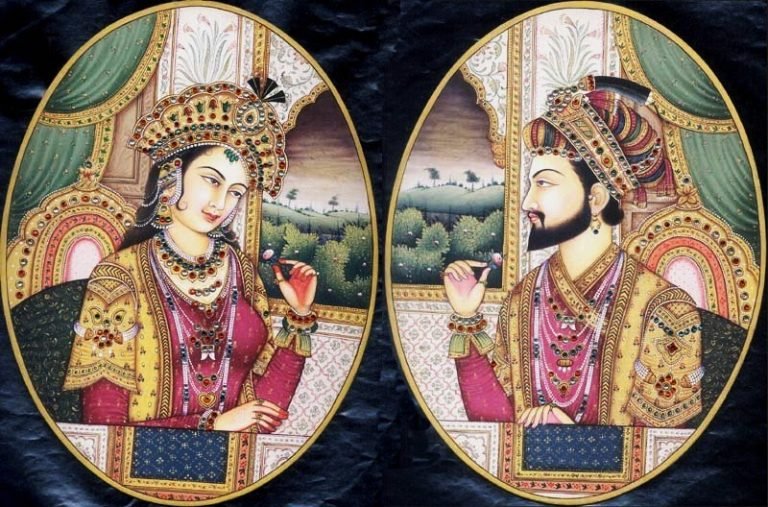 Emperor Shah Jahan and Mumtaz Mahal Painting