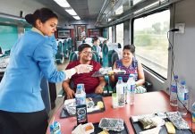 Gatimaan Express Train serving food in train