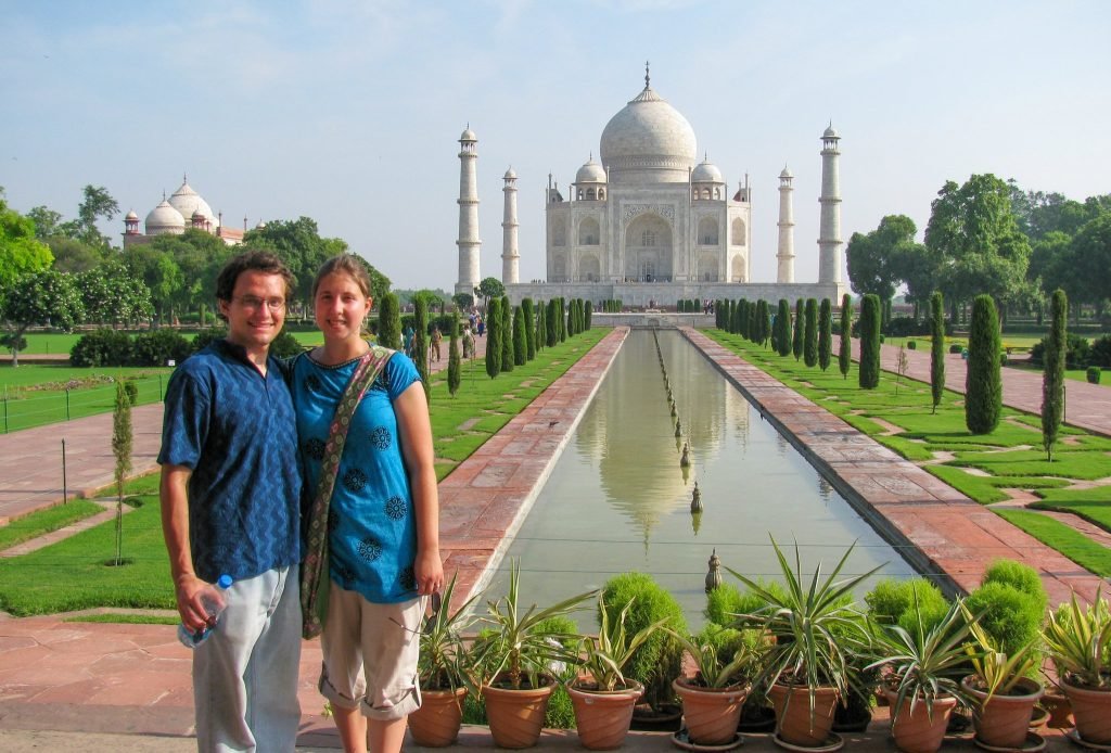 Taj Mahal with tourist