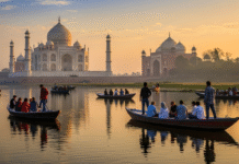 Experience Taj Mahal Beauty View from Yamuna River picture with tourist