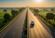 Private car journey covering the Delhi to Agra cab distance